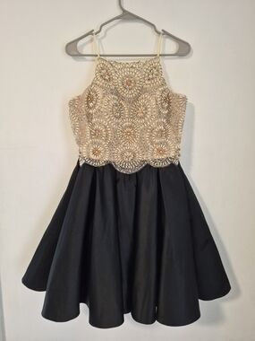 Dave & Johnny Black Dress with Beaded Cream Bodice